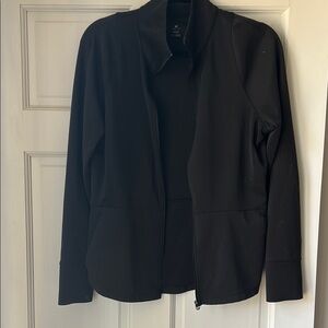 Layer 8 Black Bomber Jacket with Notched Lapel